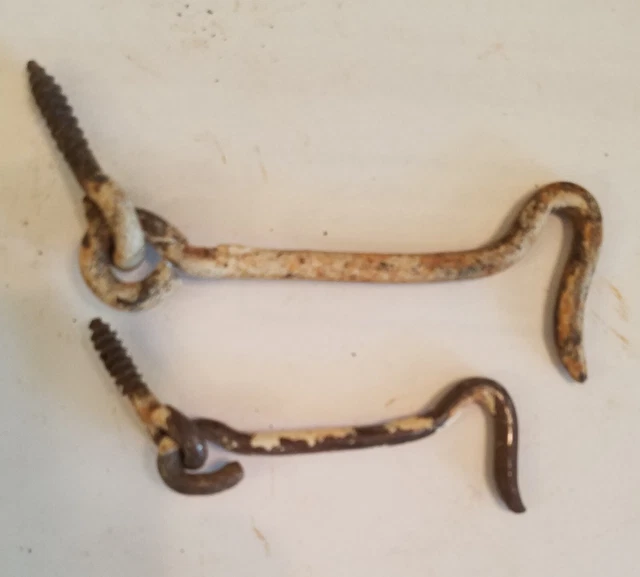 2 Vintage Iron Latch Hooks, Rustic Gate Barn Door . L864