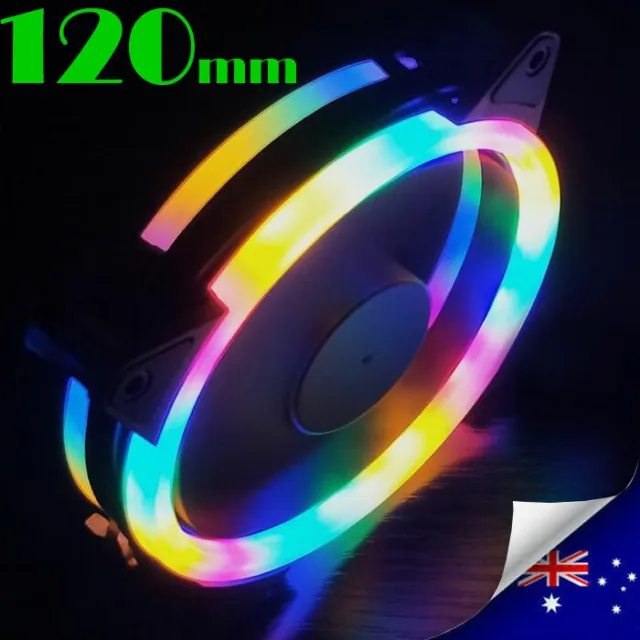 120MM Silent Case Fan With Rainbow Colour LEDS + 4 Pin Molex / 3 Pin Power Plug