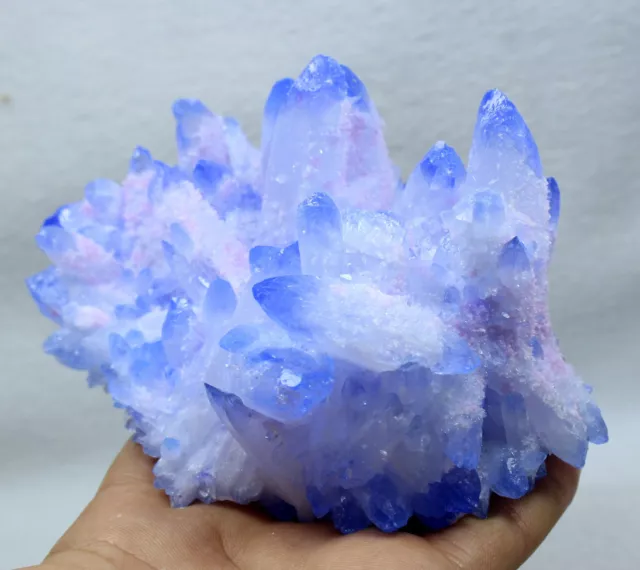 496g New Find Blue Phantom QUARTZ Crystal Cluster Specimen 3