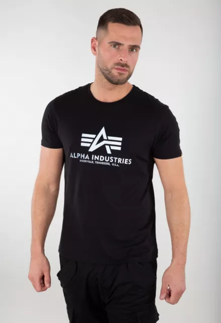 Alpha Industries T-Shirt Base T Nero Riflettente Stampa 100501RP03