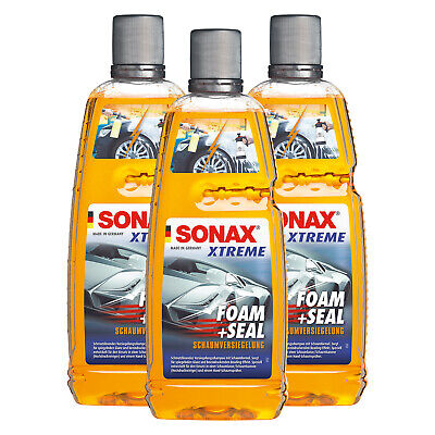 3x 1 L Xtreme Sonax Foam + Guarnizione Schaumversiegelung Shampoo Auto