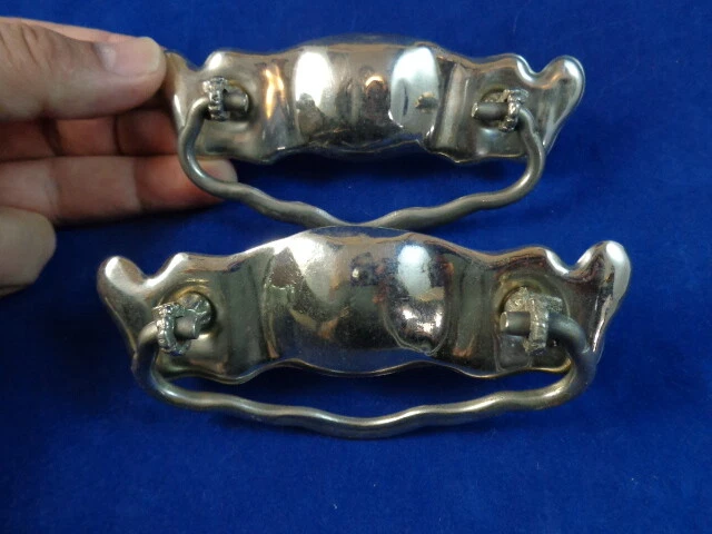 Antique Drawer Handle Pair, Nickel Plated Pull
