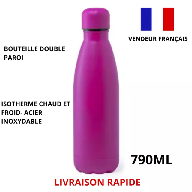 Gourde Isotherme en Acier INOX - Bouteille Double Paroi de 750ml Magenta