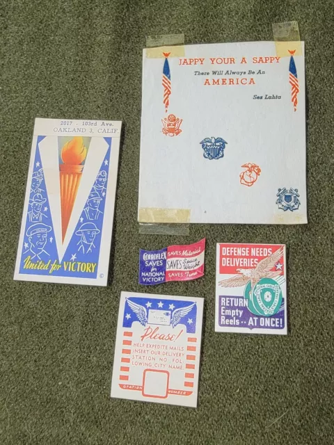 WWII Support and Propaganda Postage Stamps Set of 5