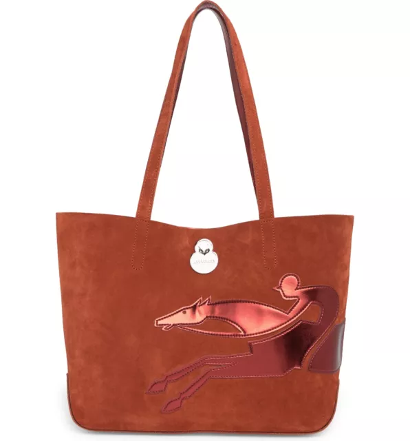 Longchamp Cavalcade Small Shop It Suede Tote Bag ~NIP~ BURNT RED