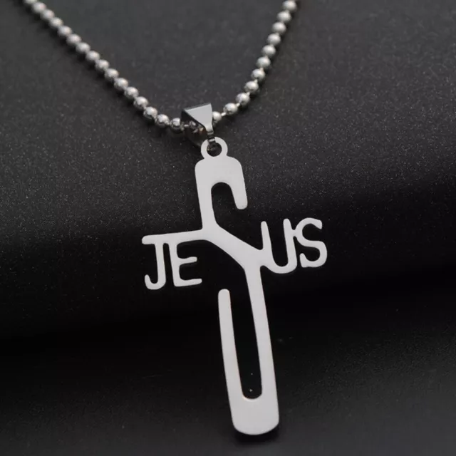 symbole chrétien silver chaîne de cuivre collier jésus cross l'acier inoxydable