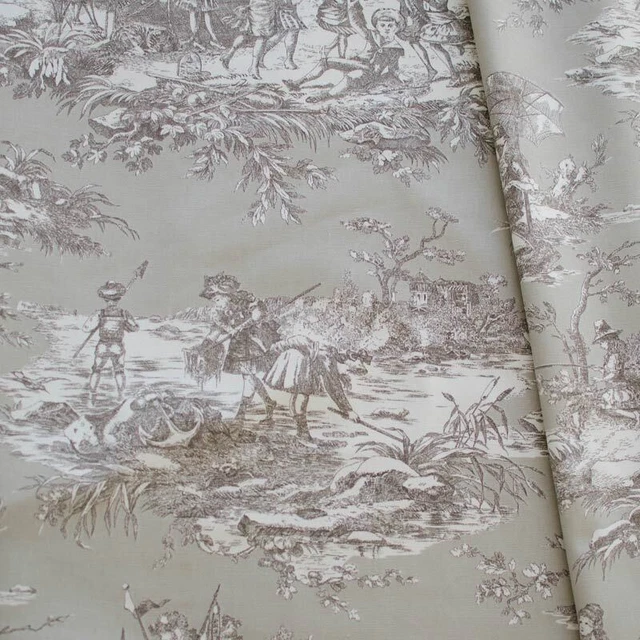 Abat-jour festonné toile de jouy motifs noirs sur fond ivoire * ANGELOTS * 14 cm
