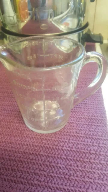 Clear Vintage 1930s Depression Glass 1 Pint (20 Oz / 2x Cup) Measuring Jug
