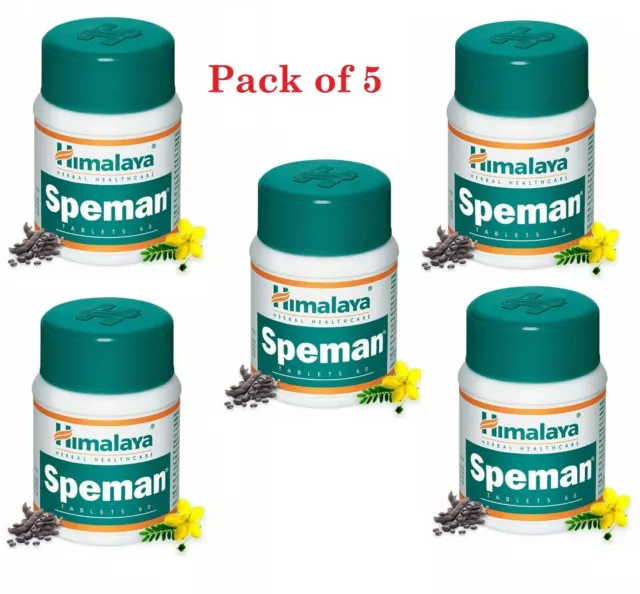 Paquete de 5 X 60 Comprimidos Himalaya Speman 300 Comprimidos Envío Rápido...