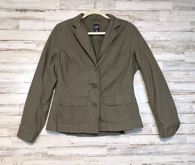 Gap Utility Jacket Blazer Olive Military Drab Green Women's Lg.