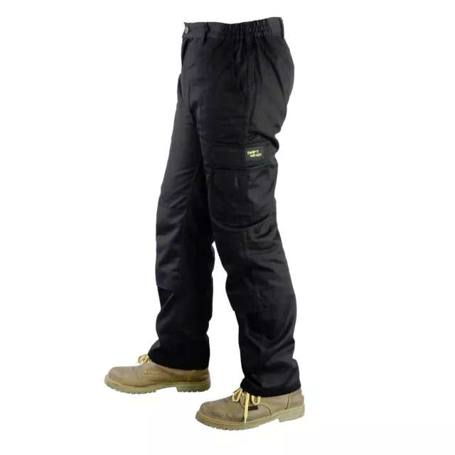 Mens Cargo Combat Work Trousers Heavy Duty Machine Washable Size 30 to 48 Black