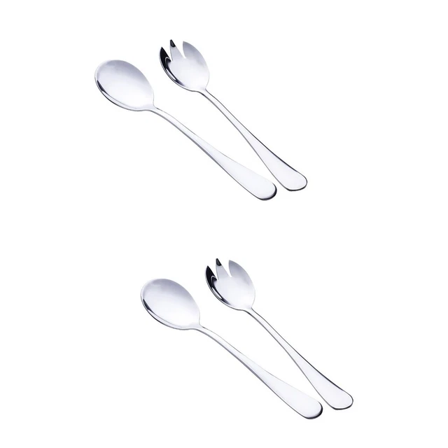 4 PIEZAS Juego de servidor de ensaladas Tenedor y cuchara para ensaladas de acero inoxidable