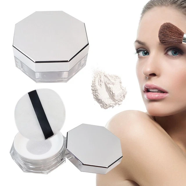 Plastic Loose Powder Container Octagonal Cosmetic Container  Woman Girls
