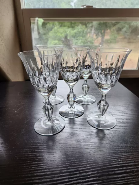 Vtg Tiffin Franciscan Crystal Water Goblets Wine Glasses Jamestown? Set Of 5