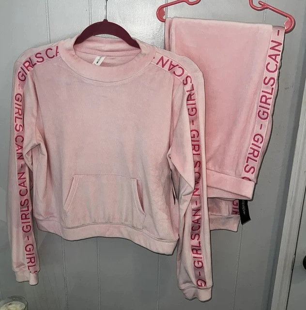Ideology Girls Rose Shadow Girls Can Pullover Sweatshirt Pant Set 16/18 NWT $69