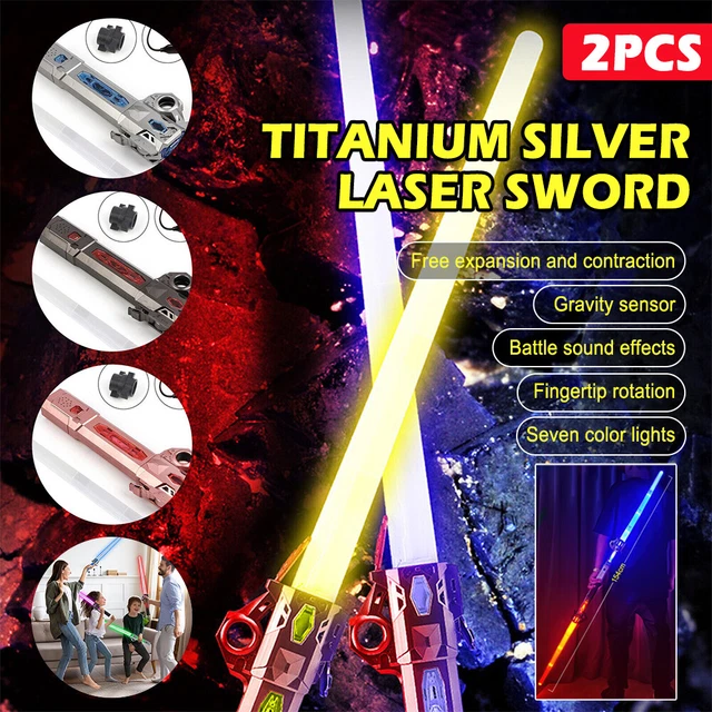 TOY Life 2 Pack Light Up Saber For Kids Expandable Light Up Sword For Kids Adult 2in1 Led Fx Sound Lightsavers Dual Light Up Toy Dark Saber For Adult Galaxy Wars Saber