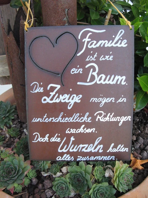 SPRUCHTAFEL EDELROST Tafel Garten Schild "Familie ist wie ein