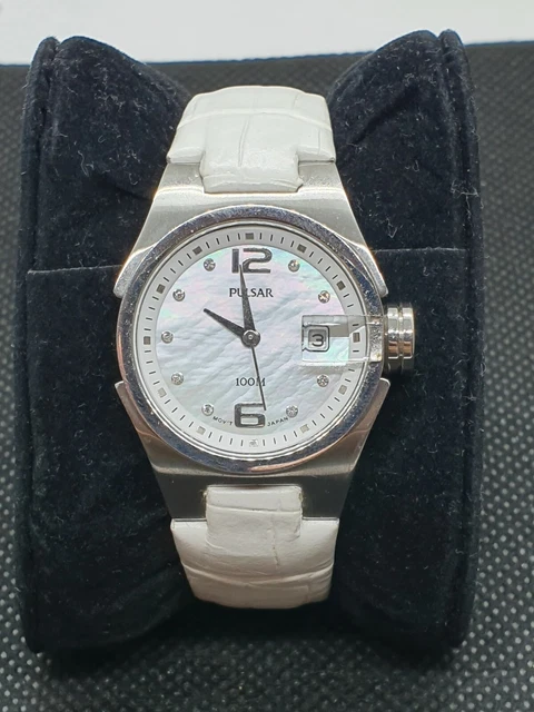 Montre Femme Pulsar Quartz Chiffres Romains V810-0270 - Boîtier Or 25mm, Bracelet Cuir, Occasion