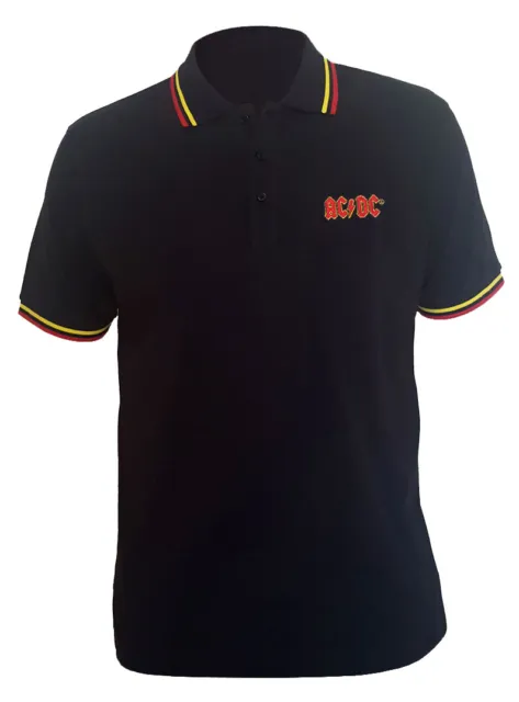 AC/DC 'Classic Logo' (Noir) Chemise Polo - OFFICIEL!