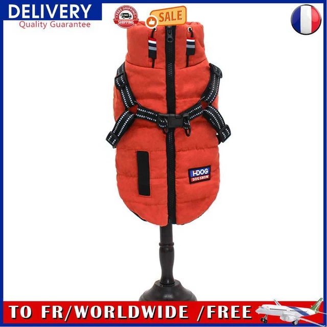Cotton Pet Jacket Reflective Dog Traction Chest Harness Down Parkas (Orange XL)