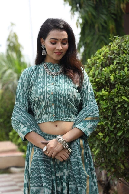 Donna Bagru Stampato Top Firmato Gonna Con Kota Dupatta Lehenga Choli