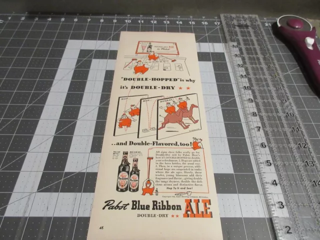 1942 Pabst Blue Ribbon Double Dry Ale, Vintage Print Ad