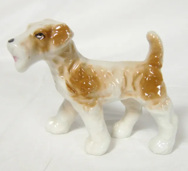 Fox Terrier Brown And White Dog Japan Ceramic Figurine
