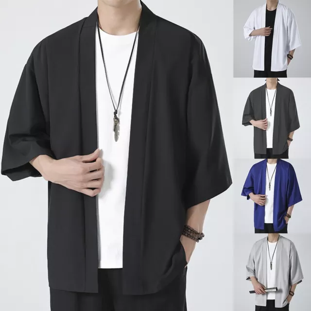 Élégant haut kimono japonais yukata pour hommes robe manteau ouvert cardigan a