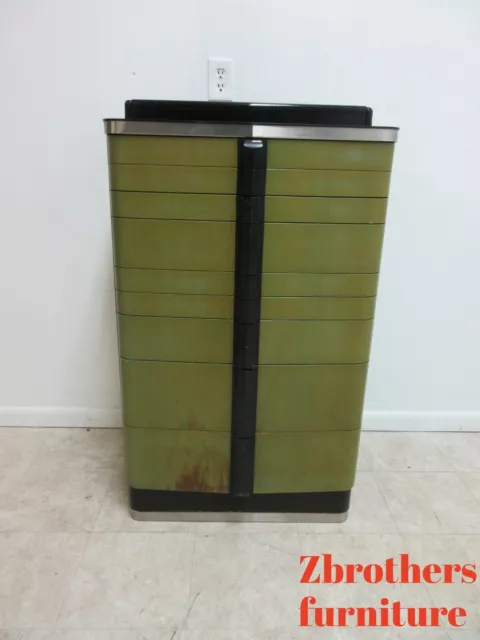 1940s Art deco Dental Cabinet Industrial Medical Chest Dresser Green Stain