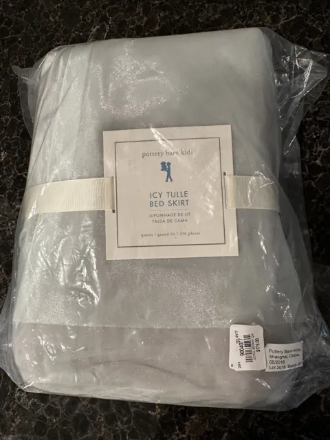 Falda de cama de tul azul helado Pottery Barn Kids Frozen Collection talla reina nueva con etiquetas