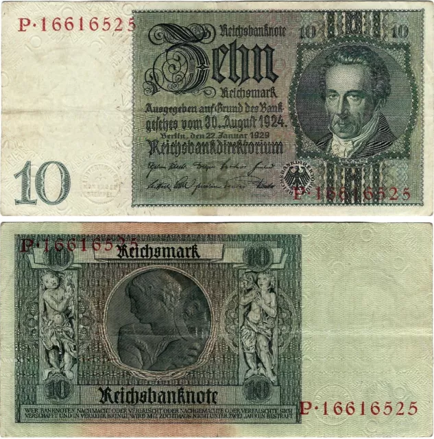 10 Reichsmark 1929 Berlin DEU-183a Ro.173a P-180a(1-1) Udr.-Bst. B Serien: P