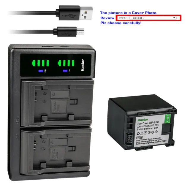 Kastar Battery LTD2 USB Charger for Canon BP-820 BP-828 BP828 Li-ion Battery