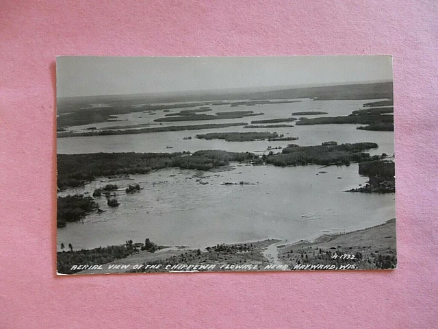 1947 Aerial View of the Chippewa Flowage Hayward Wisconsin Real Photo Postcard