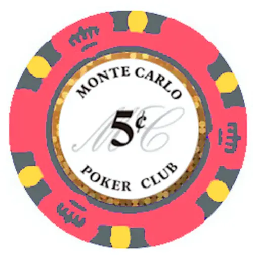 NEW 100 Pink 5¢ Cent Monte Carlo Smooth 14 Gram Clay Poker Chips Exclusive