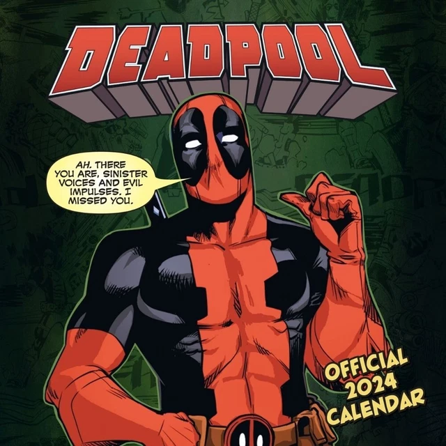 2024 CALENDAR DEADPOOL Marvel Comics Square Month View Wall Hang