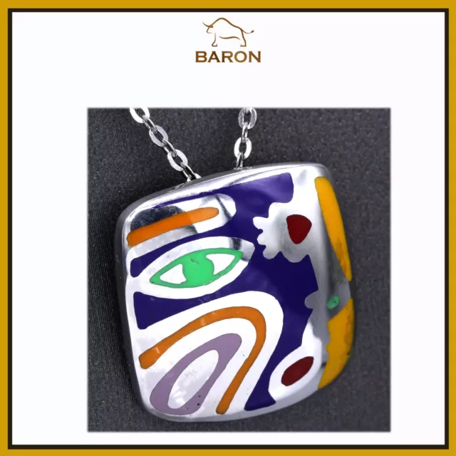 Arte Ispirato Smalto Collana Argento Sterling Prodotto IN Italia Famoso