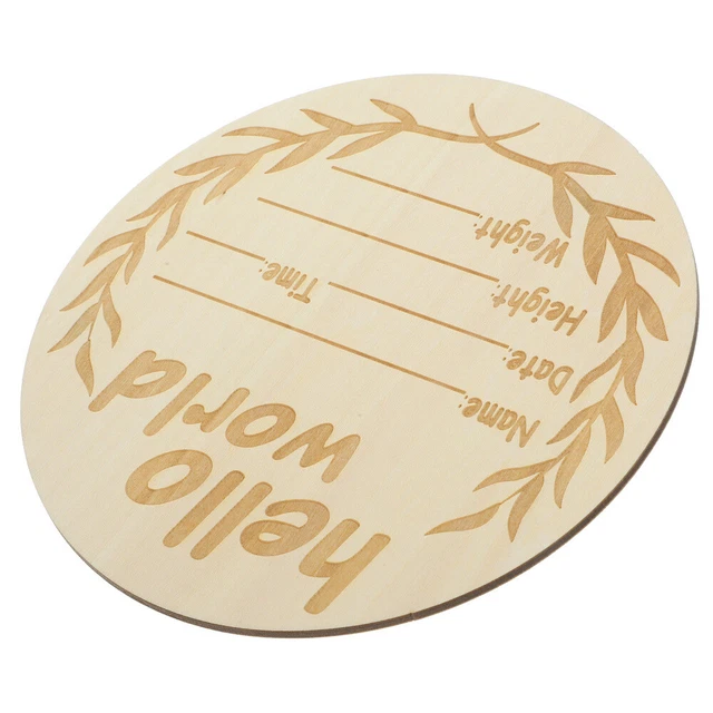 Plaque Naissance Bébé 'Hello World' - Bois Personnalisable - Photo Nouveau-né