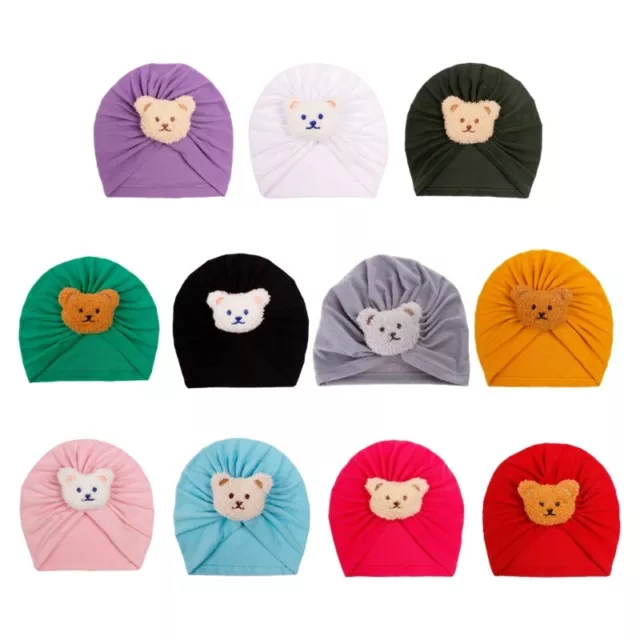 Lovely Bear Baby Indian Hat Solid Color Infant Beanies Headwrap
