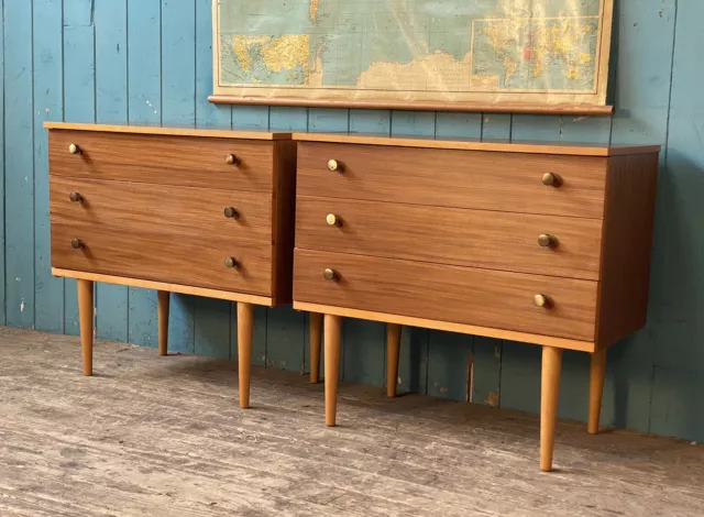 Pair Of Schreiber Mid Century Modern Teak Bedside Drawers Lamp Tables DELIVERY*