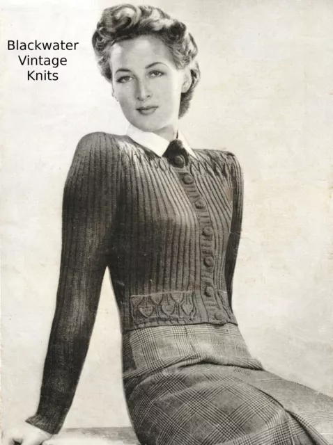 Vintage 1940s Knitting Pattern for a Ladies Button-Up Jumper- Copy