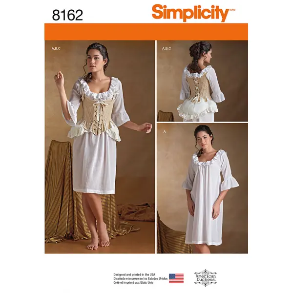 Simplicity Sewing Pattern 8162 Misses 18th Century Undergarments Costumes
