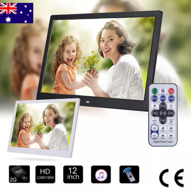 12 Inch LED Digital Photo Frame Electronic Album 1080 HD MP3 MP4 Player +Remote