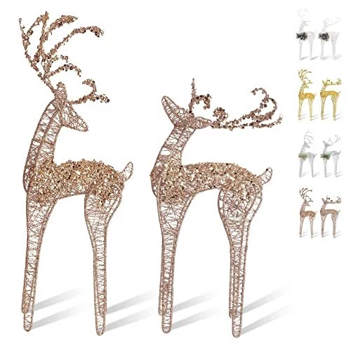 ZHANYIGY 2pc Set White Pearl Winding for Standing Reindeer Champagne