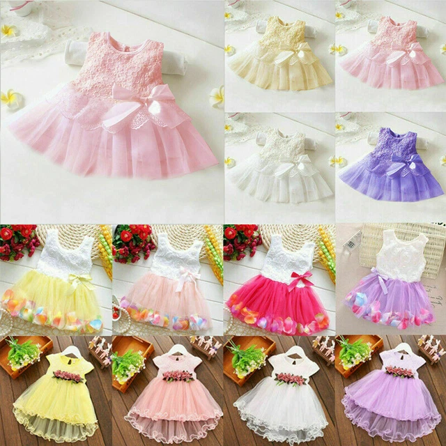Newborn Baby Girls Sleeveless Tutu Tulle Dress Birthday Party Princess Dresses !