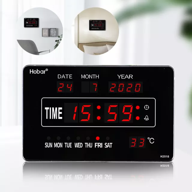 Digital LED Large Display Wall Alarm Clock With Calendar Temperature Date NEW