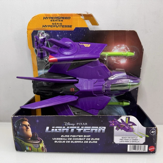 DISNEY PIXAR LIGHTYEAR Hyperspeed Series Zurg Fighter Ship with Pilot ...