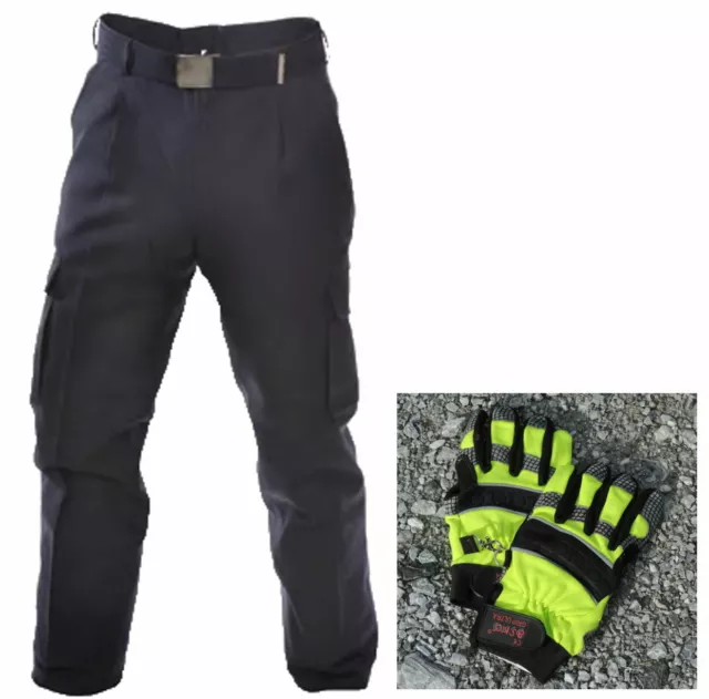 Feuerwehrhose HuPF Teil 2 + Feuerwehrhandschuhe NEON (Bundhose Einsatzhose THL)