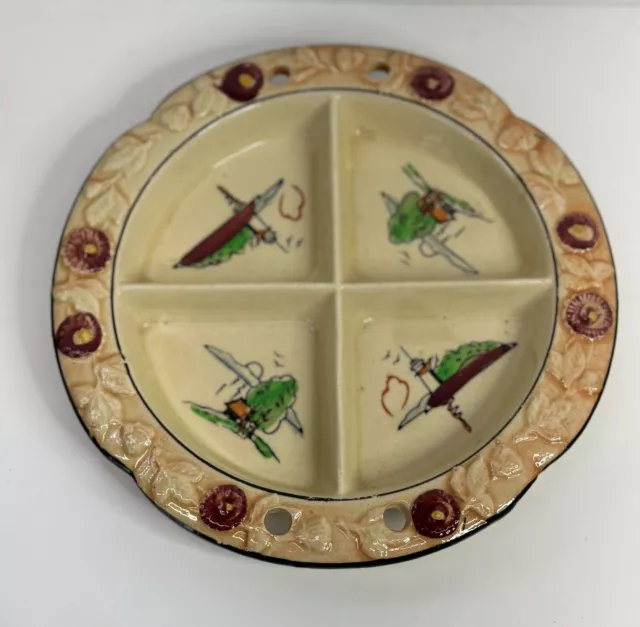 VINTAGE 1920’/30’s-Hotta Yu Shoten & Co- MAJOLICA Divided Plate-Made in Japan 3