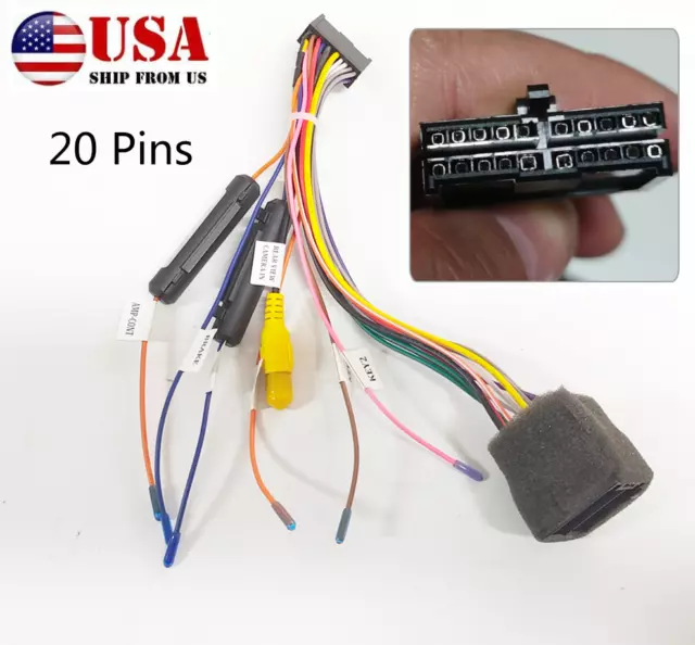 20 Pins ISO Wiring Harness Connector Adapter Car Audio Radio Power Cable Harness