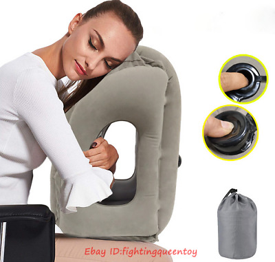 Ergonomic & Portable Inflatable Travel Pillow Head Neck Rest Pillow+Carrying Bag